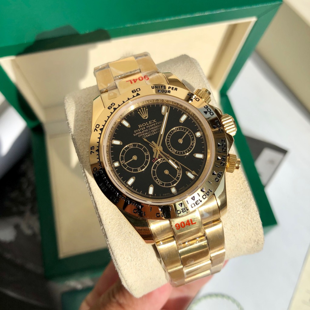 Rolex Daytona Chronograph Luxury Watch, 40mm 18K Yellow Gold Case, Caliber 4130 Movement, 18K Yellow Gold Oyster Bracelet
