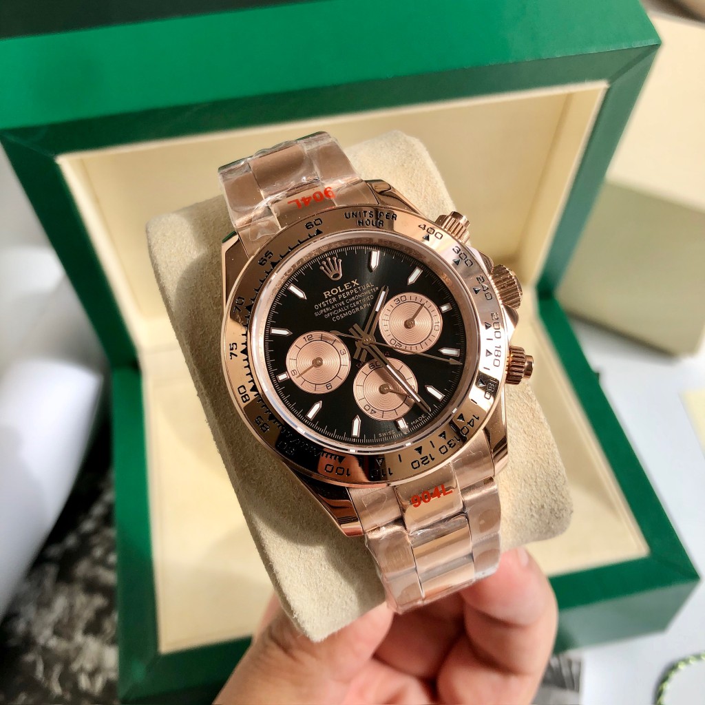 Rolex Daytona Chronograph Luxury Watch, 40mm 18K Rose Gold Case, Caliber 4130 Movement, 18K Rose Gold Oyster Bracelet
