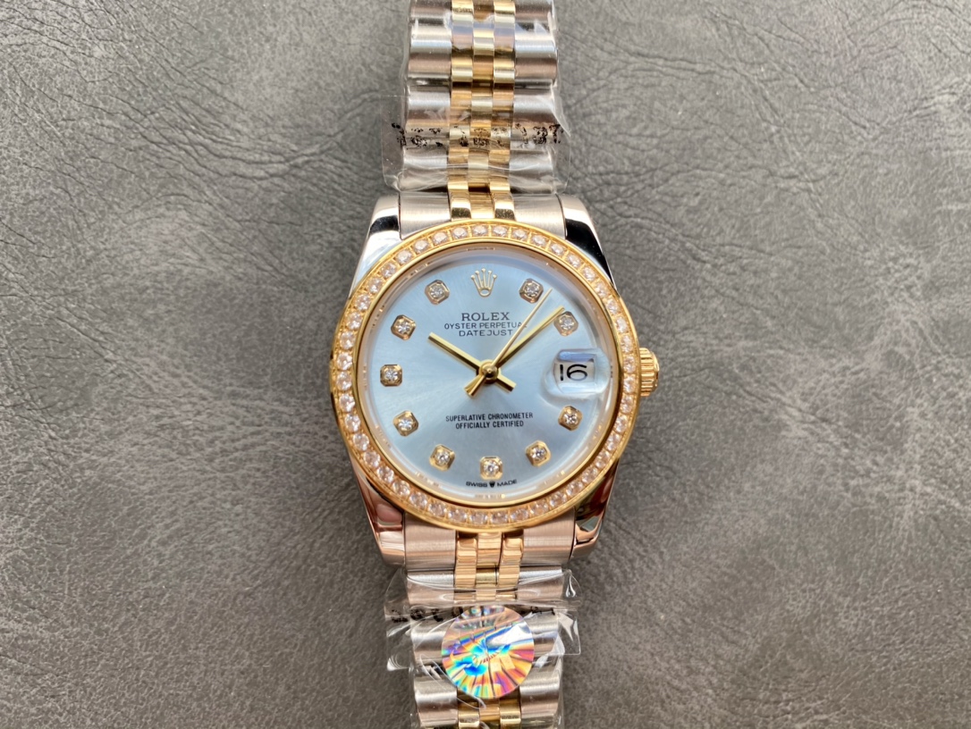 Rolex Datejust Luxury Watch, 31mm Stainless Steel & 18K Gold Case, Calibre 2235 Movement, Two - Tone Jubilee Bracelet with Diamond Bezel and Mother - of - Pearl Dial