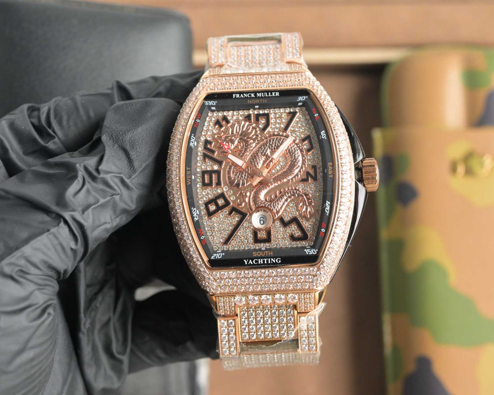 Franck Muller Vanguard Yachting Luxury Men's Watch, 44mm Case, Automatic Movement (Caliber FM 2800 - DT), Alligator Leather/Rubber Strap