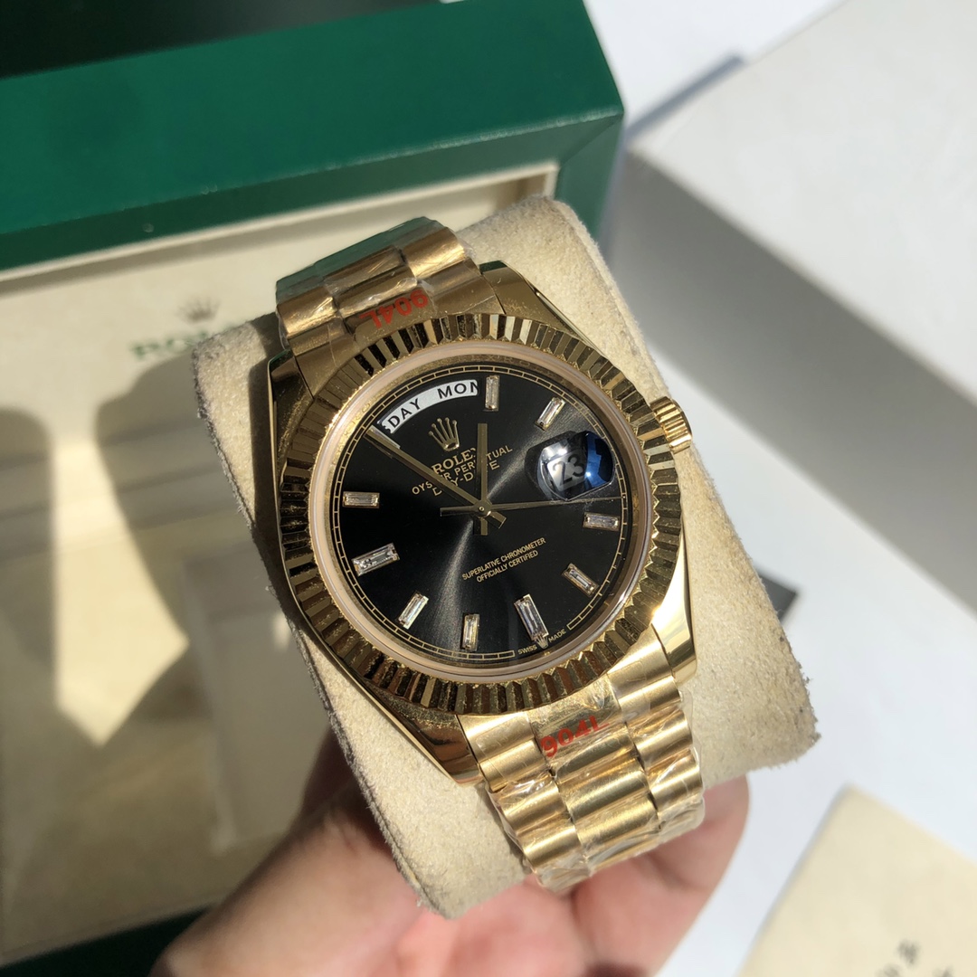 Rolex Oyster Perpetual Day - Date Luxury Watch, 41mm 18K Yellow Gold Case, Self - Winding Movement (Calibre 3255), 18K Yellow Gold President Bracelet