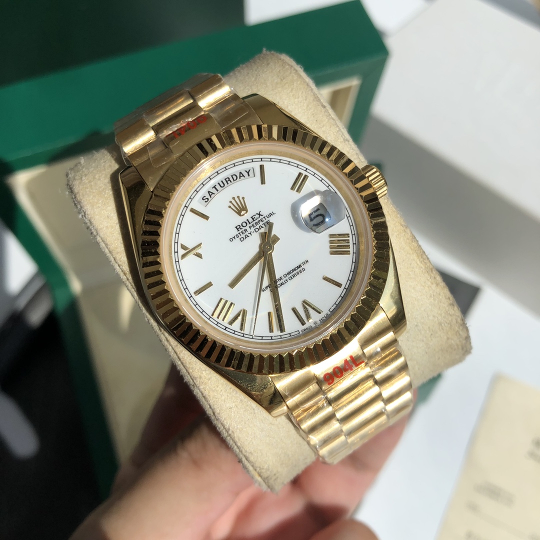 Rolex Oyster Perpetual Day - Date Luxury Watch, 41mm 18K Yellow Gold Case, Self - Winding Movement (Calibre 3255), 18K Yellow Gold President Bracelet
