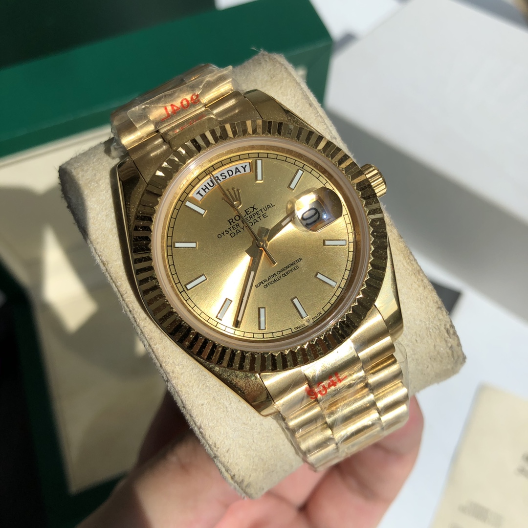 Rolex Oyster Perpetual Day - Date Luxury Watch, 41mm 18K Yellow Gold Case, Self - Winding Movement (Calibre 3255), 18K Yellow Gold President Bracelet