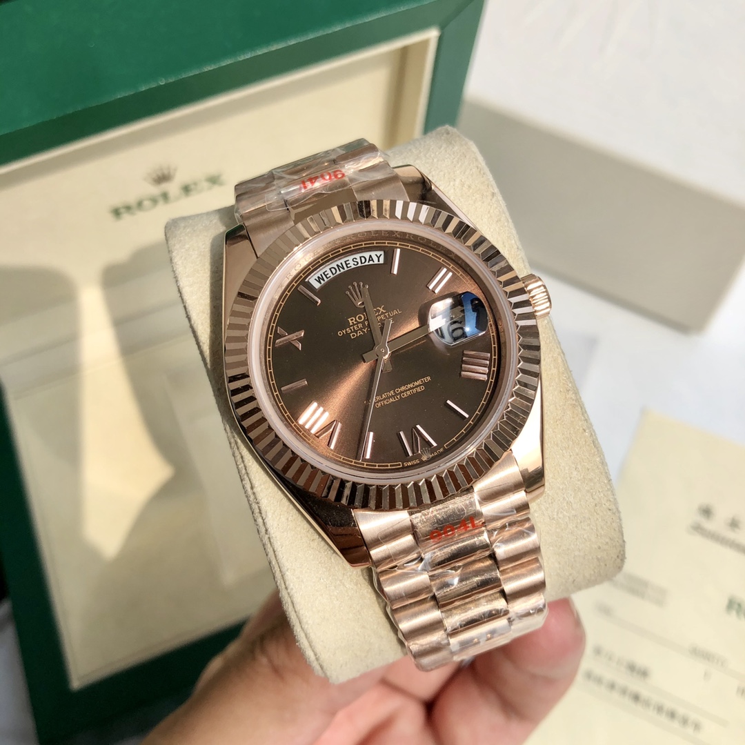 Rolex Oyster Perpetual Day - Date Luxury Watch, 41mm Everose Gold Case, Self - Winding Movement (Calibre 3255), Everose Gold President Bracelet