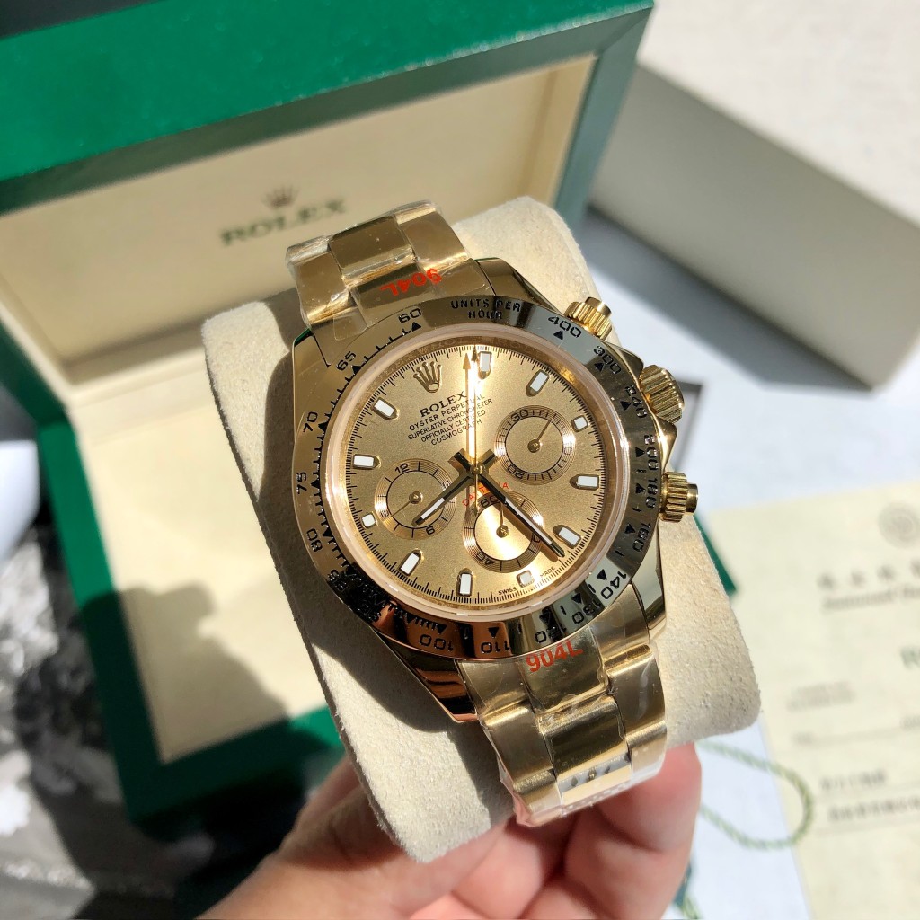 Rolex Daytona Chronograph Luxury Watch, 40mm 18K Yellow Gold Case, Caliber 4130 Movement, 18K Yellow Gold Oyster Bracelet