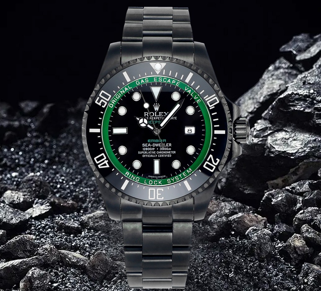 Rolex Deepsea Luxury Dive Watch, 44mm Black - Coated Stainless Steel Case, Calibre 3235 Automatic Movement, Black - Coated Stainless Steel Strap