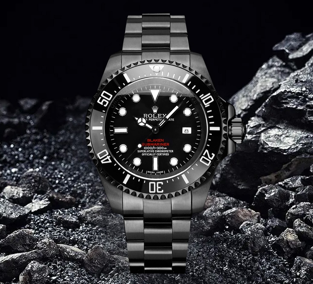 Rolex Blaken Deepsea Luxury Dive Watch, 44mm Black - Coated Stainless Steel Case, Calibre 3235 Automatic Movement, Black - Coated Stainless Steel Strap