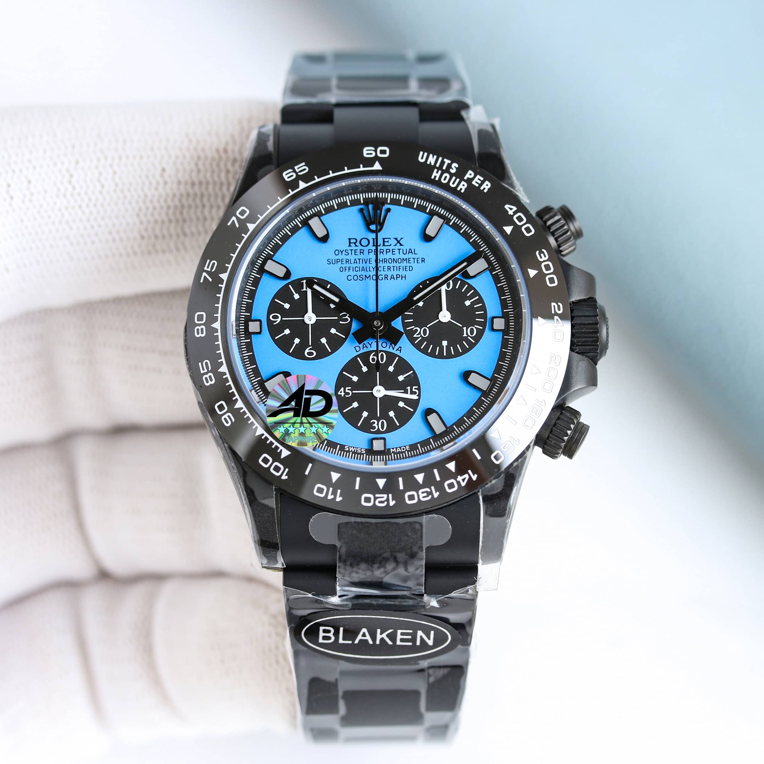 Blaken Customized Rolex Daytona Luxury Watch, 40mm Black - Coated Case, Caliber 4130 Automatic Movement, Black - Coated Metal Strap