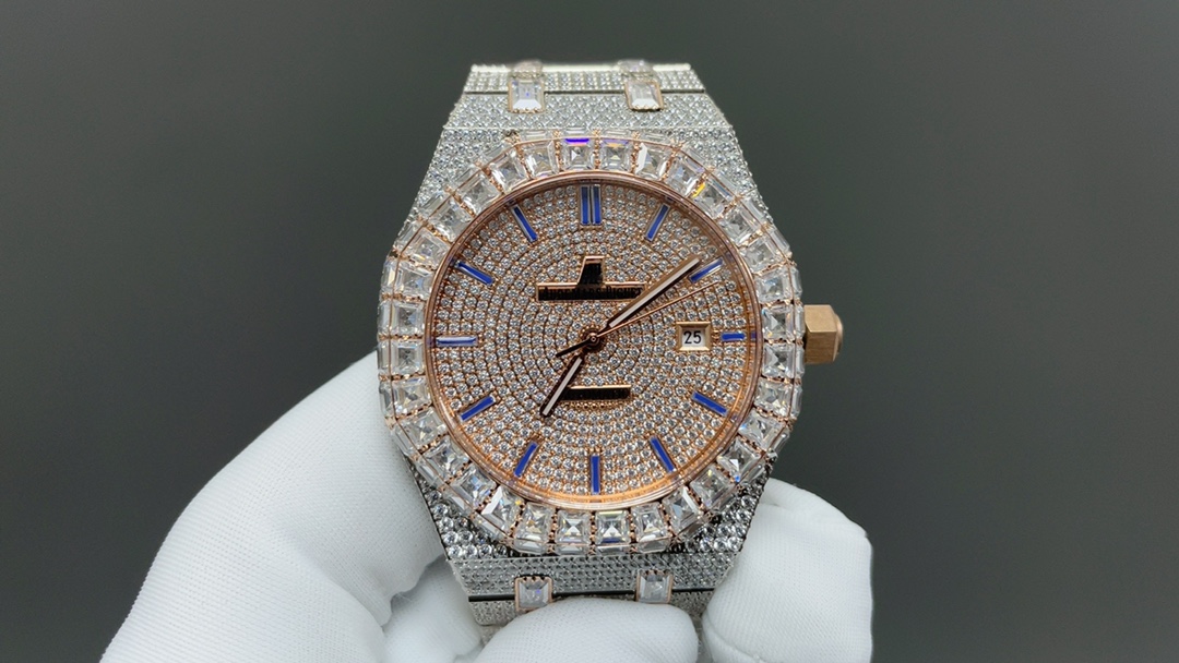 Audemars Piguet Royal Oak Luxury Watch, 40mm Two - Tone (Rose Gold & Silver - Tone) Diamond - Set Case, Automatic Movement, Diamond - Encrusted Metal Strap