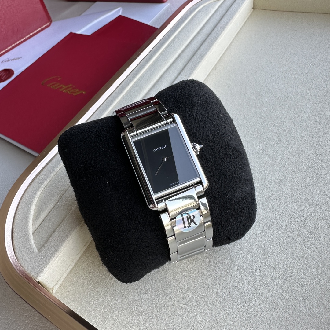 Cartier Tank Women's Watch, Square Stainless Steel Case (Approx. 22×29mm), Quartz Movement, Stainless Steel Bracelet