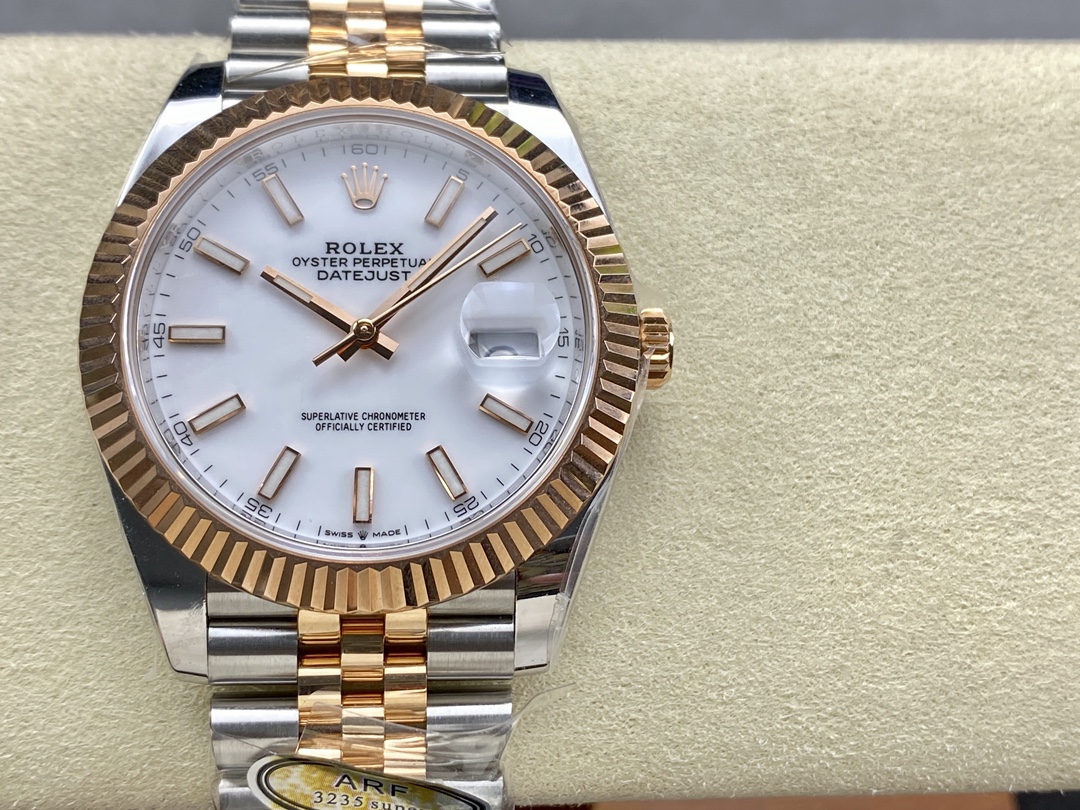 Rolex Oyster Perpetual Datejust 41mm Stainless Steel & 18K Rose Gold Automatic Watch (Caliber 3235)
