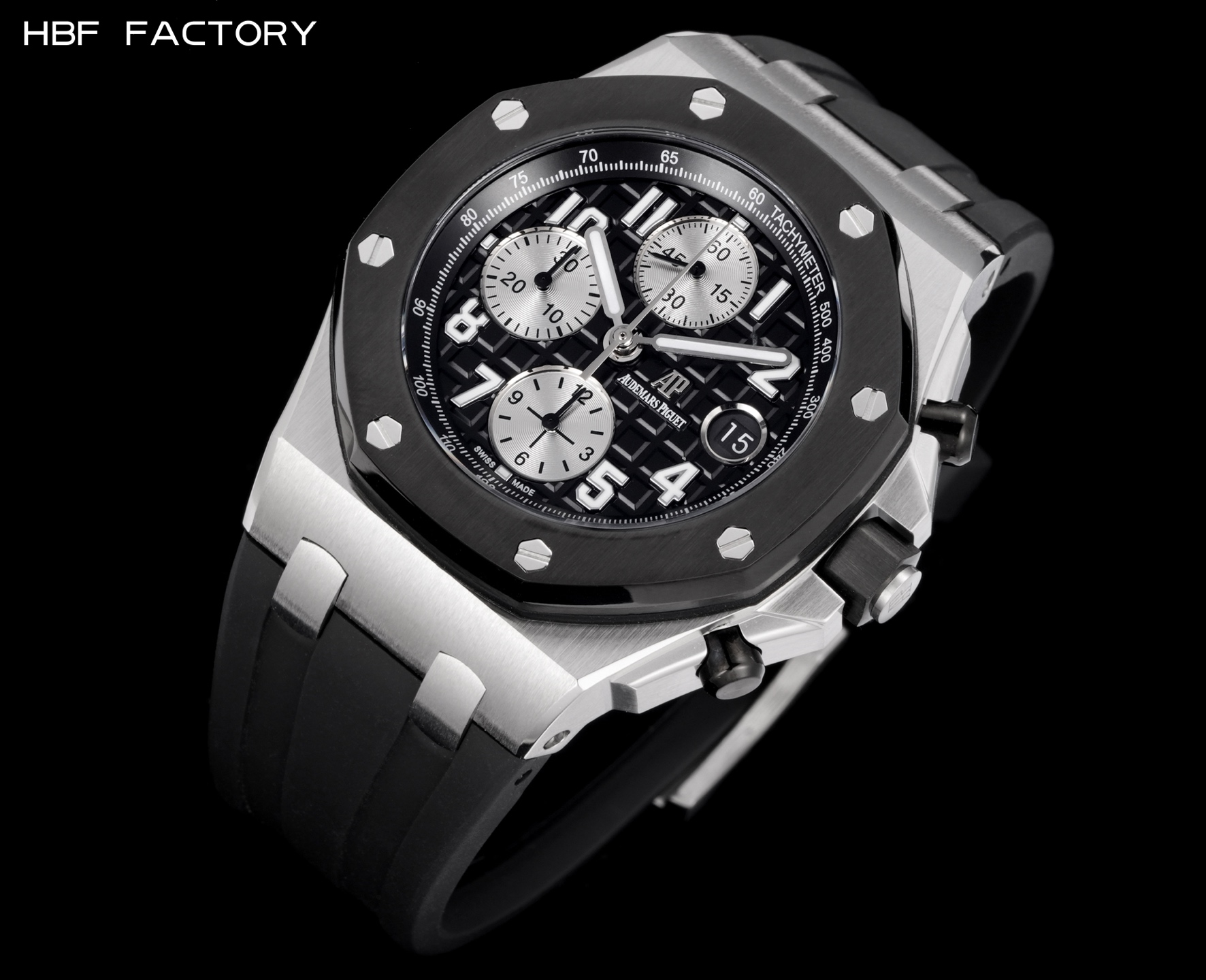 Audemars Piguet Royal Oak Offshore ~42mm Stainless Steel & Ceramic Automatic Chronograph Watch (Caliber 3126/3840)