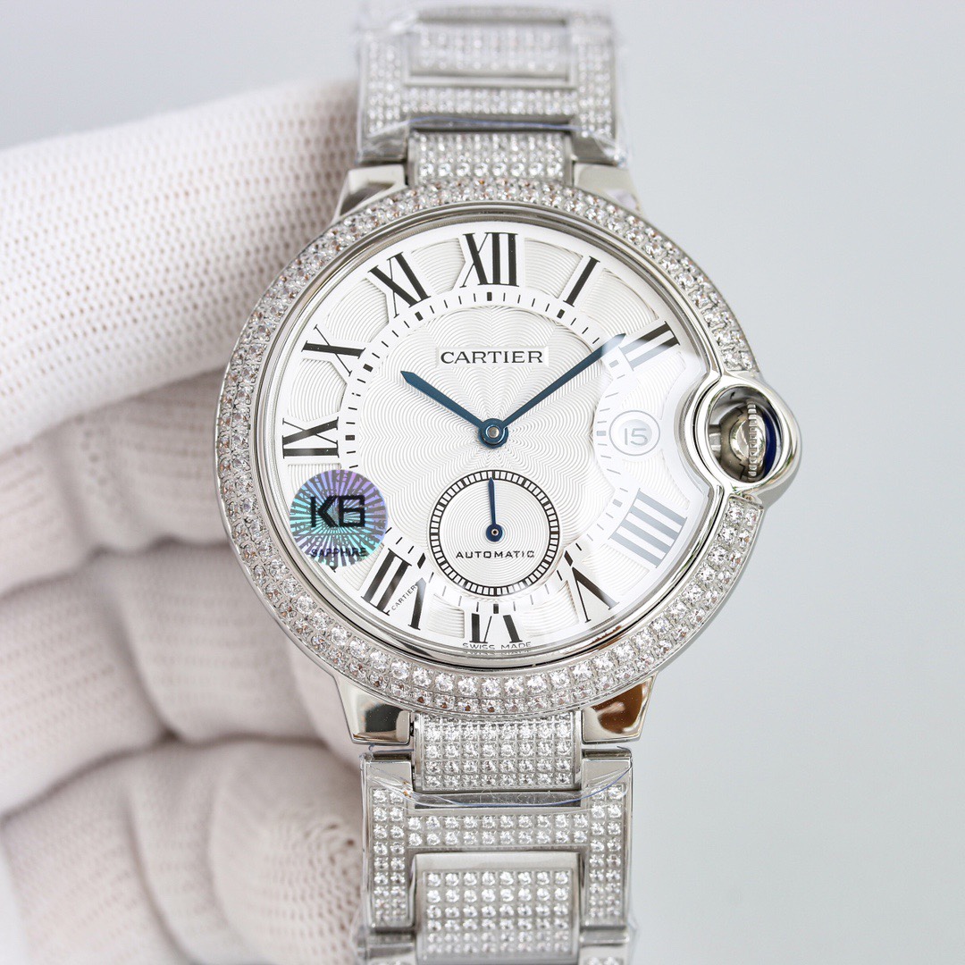 Cartier Ballon Bleu ~36mm Stainless Steel & Diamond-Set Automatic Watch (Caliber 076)