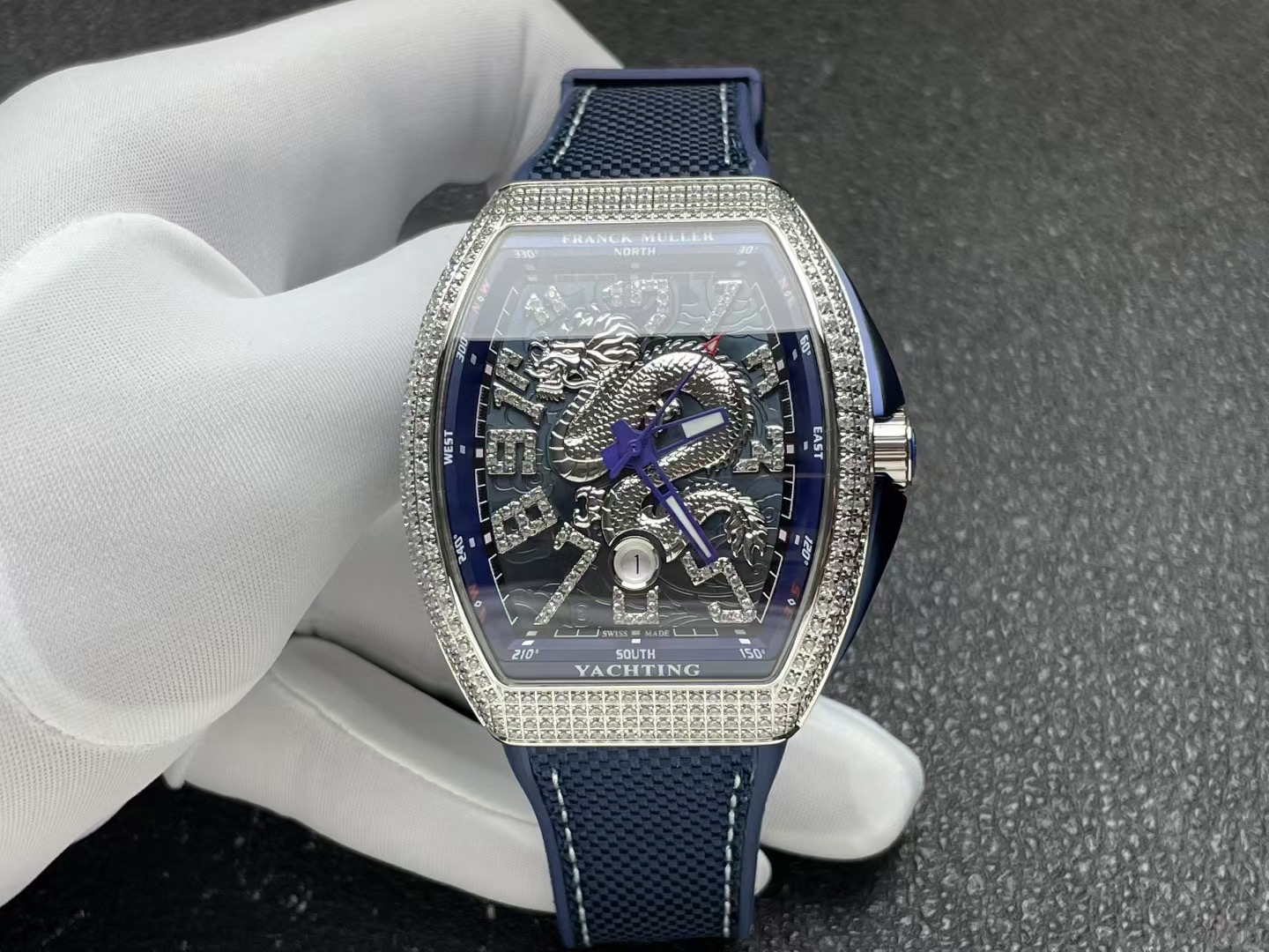 Franck Muller Vanguard Yachting Dragon King ~45mm Diamond-Set Automatic Watch (Caliber FM Automatic)