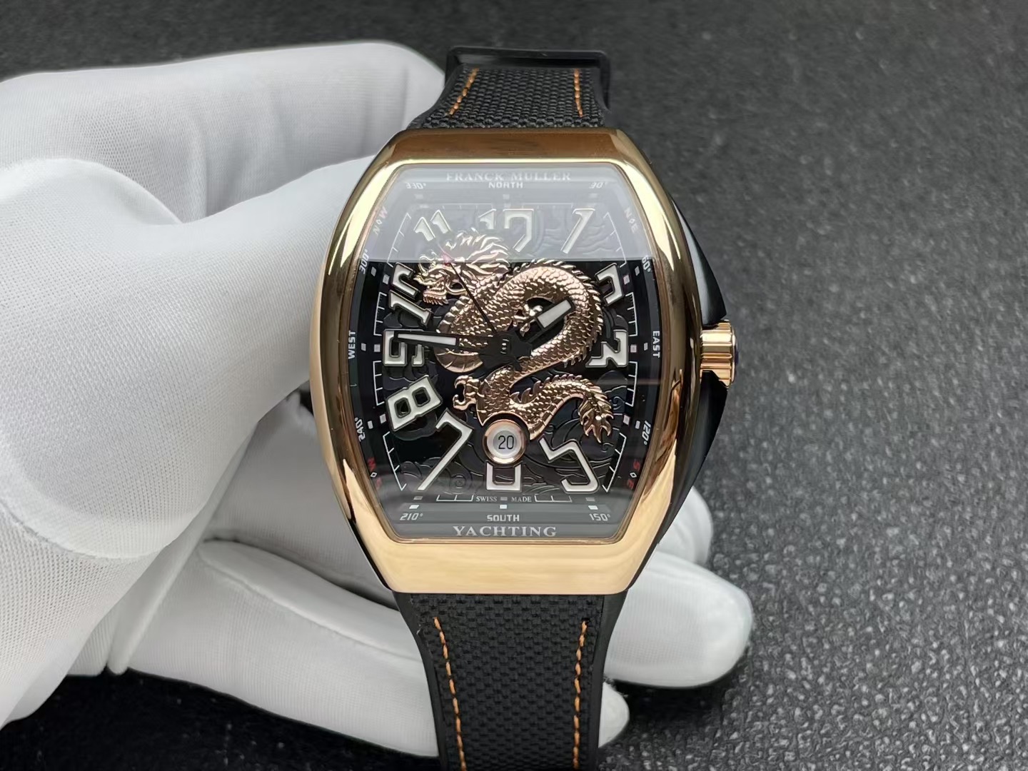 Franck Muller Vanguard Yachting ~45mm 18K Rose Gold & Golden Dragon Motif Automatic Watch (Caliber FM Automatic)