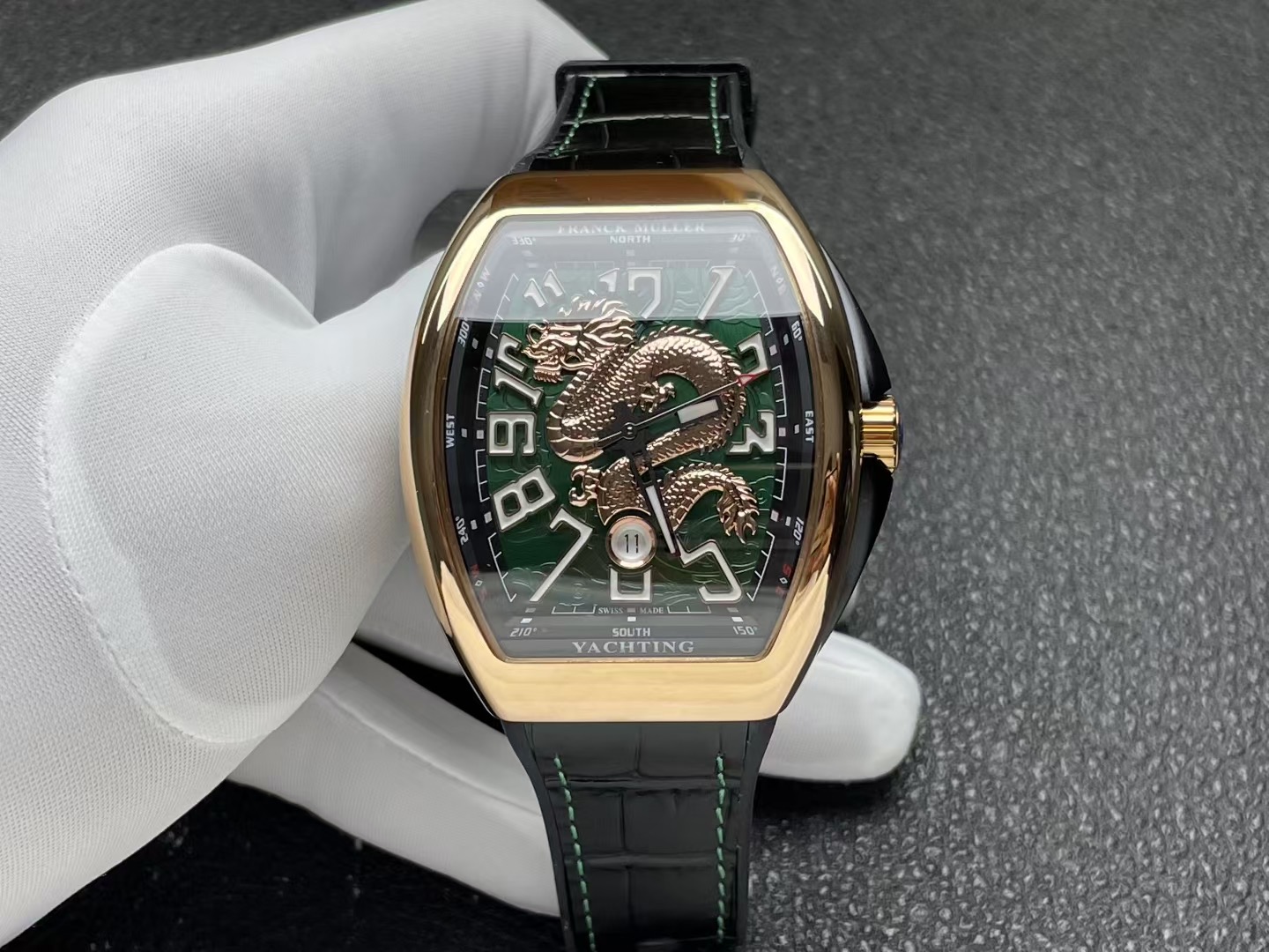 Franck Muller Vanguard Yachting ~45mm 18K Rose Gold & Golden Dragon Motif Automatic Watch (Caliber FM Automatic)