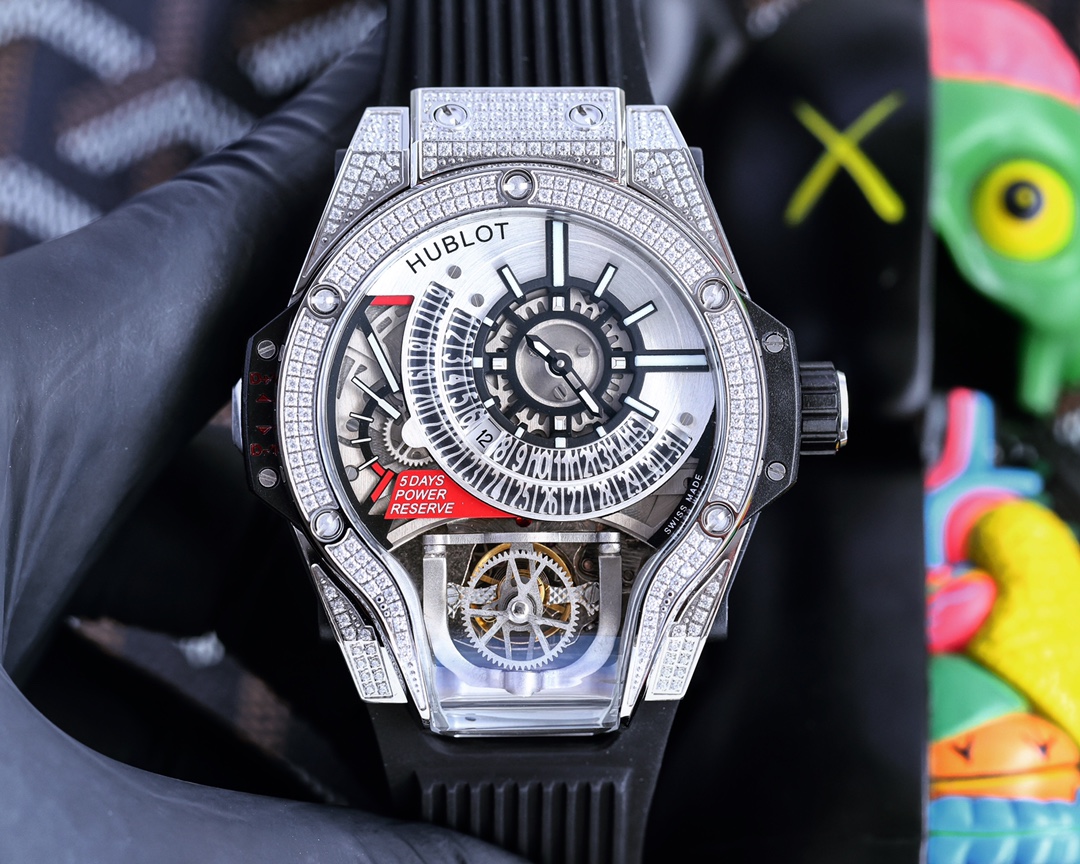 Hublot Big Bang MP-09 ~45mm Titanium Diamond-Set Automatic Tourbillon Watch (Caliber HUB9009.H1.TI)