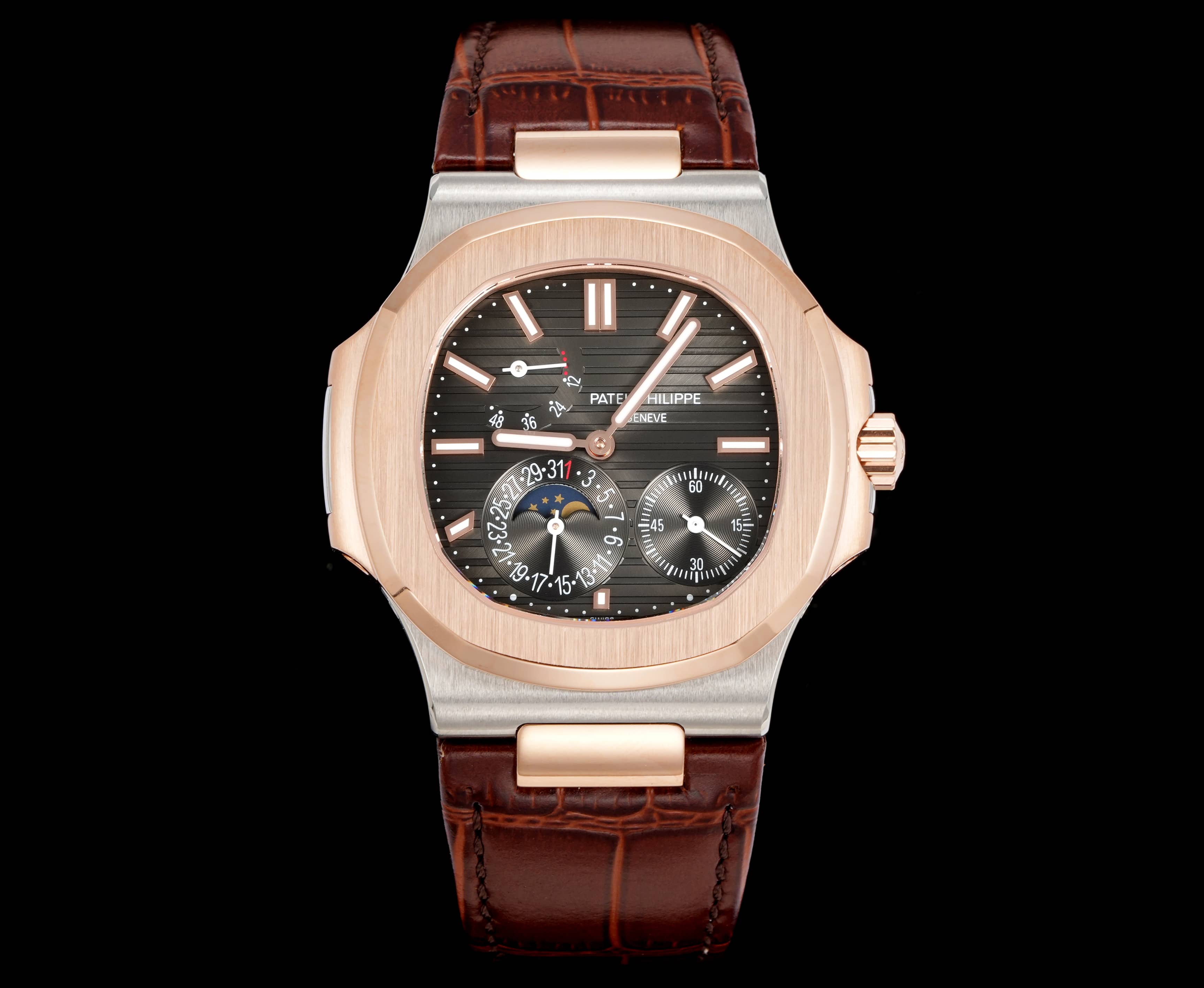 Patek Philippe Nautilus ~40mm Rose Gold & Stainless Steel Automatic Perpetual Calendar Watch (Caliber 240)