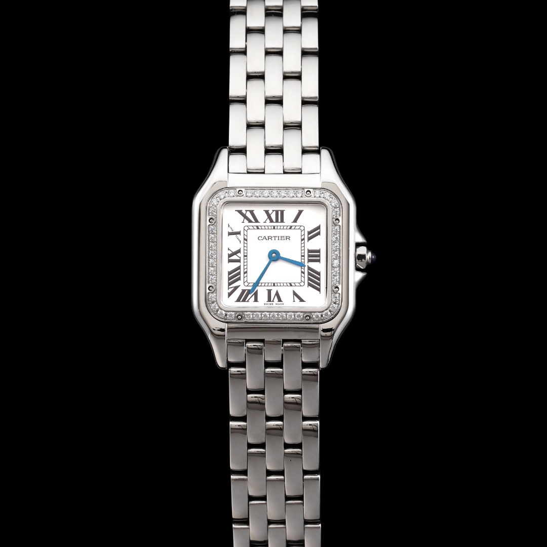 Cartier Panthère ~27mm Stainless Steel Diamond-Set Quartz Watch (Caliber 057)