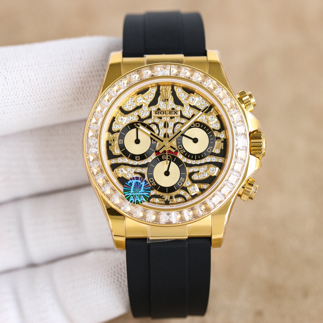 Rolex Cosmograph Daytona ~40mm 18K Yellow Gold Diamond-Set Automatic Chronograph Watch (Caliber 4130)