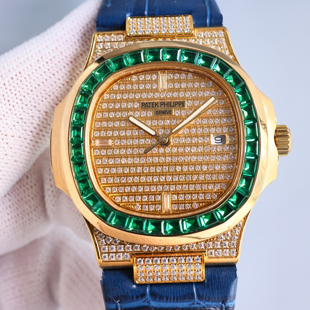 Patek Philippe Nautilus ~40mm Yellow Gold Diamond Automatic Watch