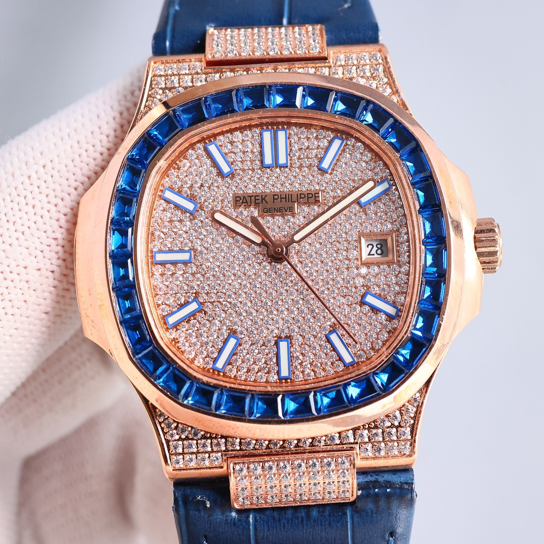 Patek Philippe Nautilus ~40mm Rose Gold Diamond & Sapphire Automatic Watch