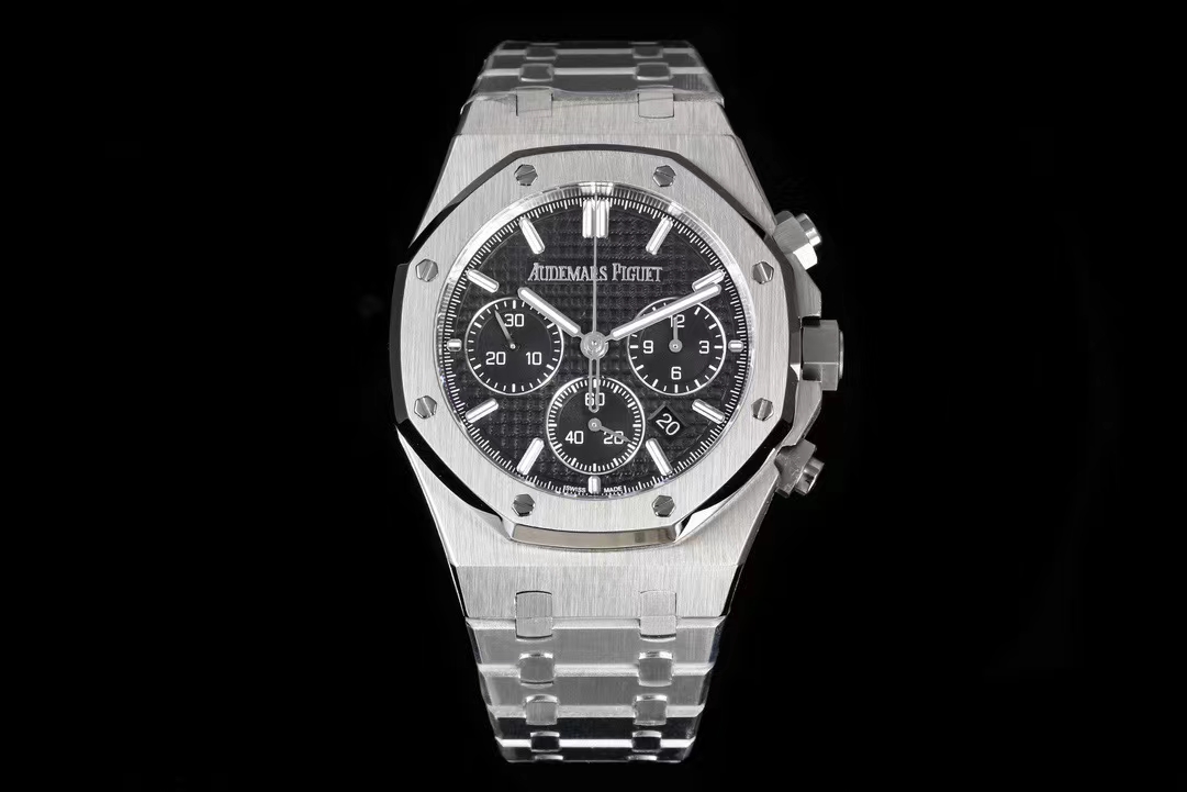 Audemars Piguet Royal Oak Chronograph 41mm Watch, Stainless Steel Case with Black "Petite Tapisserie" Dial, Stainless Steel Bracelet - Automatic Movement