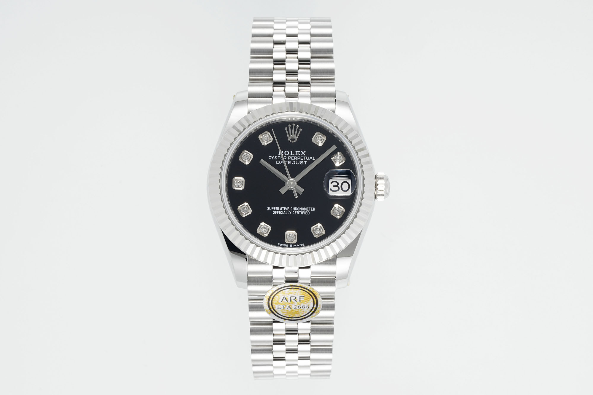 Rolex Datejust Black Diamond - Set Dial Stainless Steel Watch, 31mm, ETA 2688 Movement