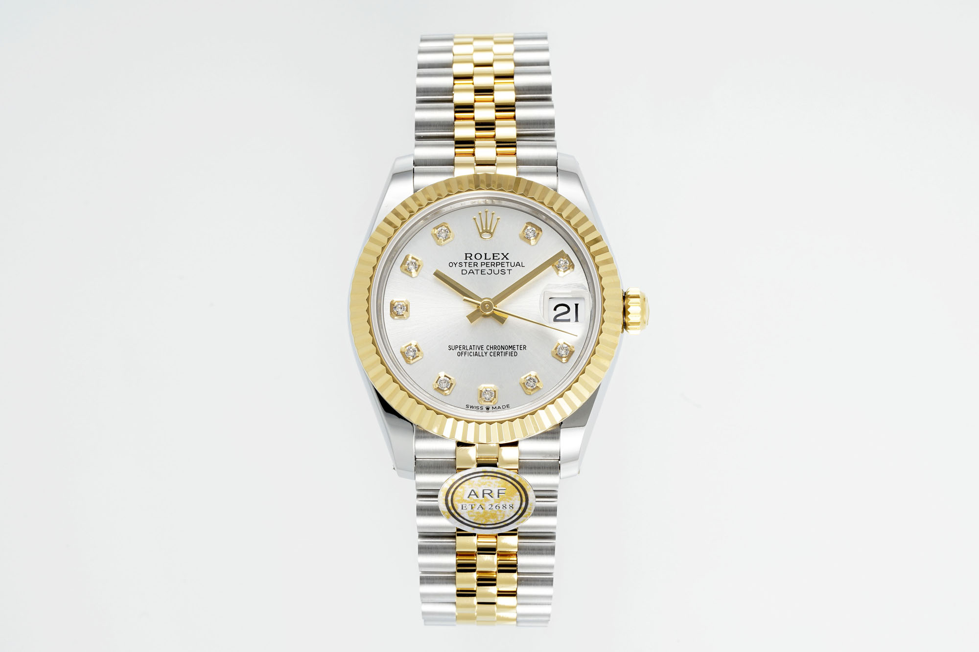 Rolex Datejust Silver Diamond - Set Dial Two - Tone Watch, 31mm, ETA 2688 Movement