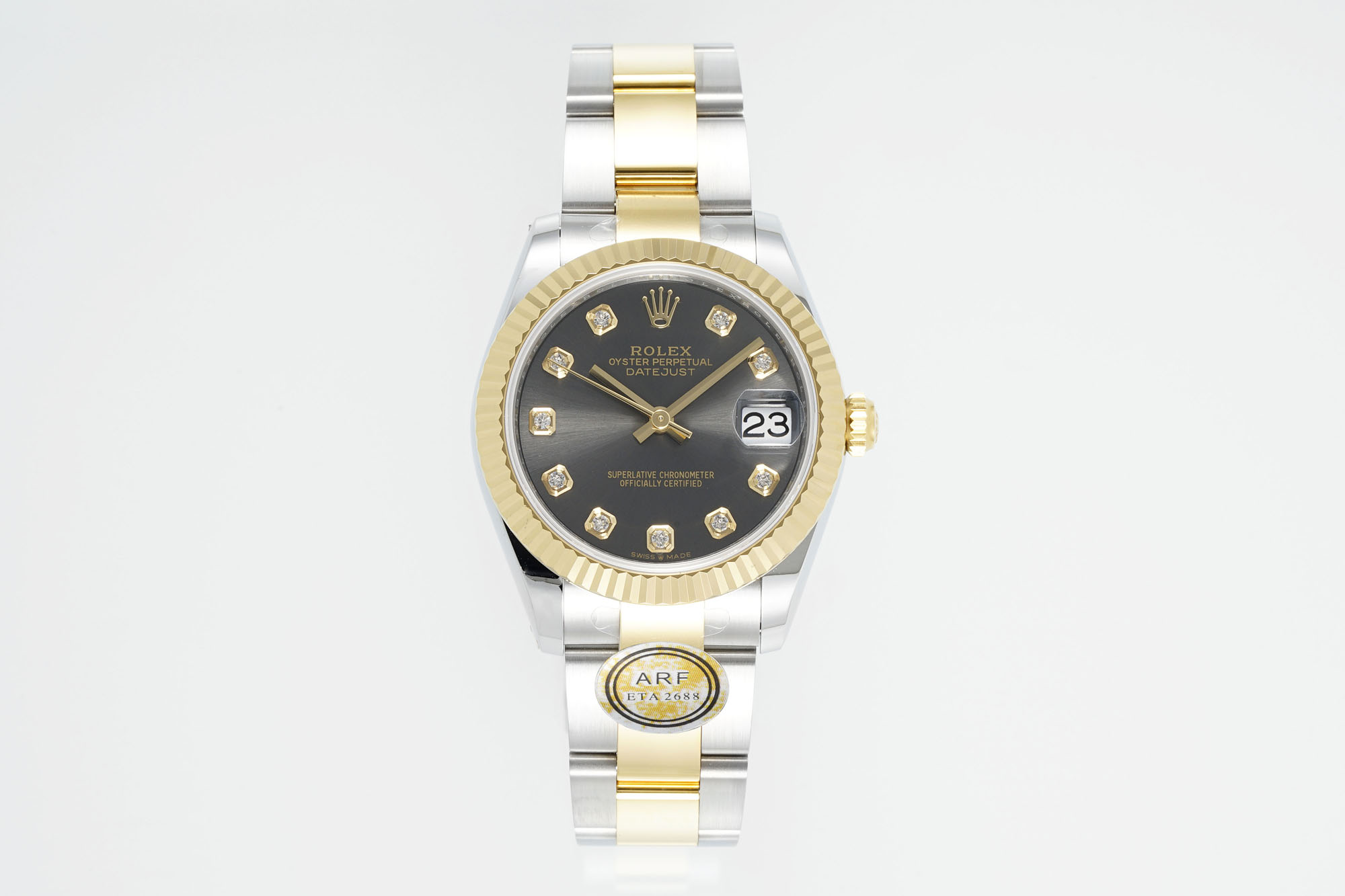 Rolex Datejust Grey Diamond - Set Dial Two - Tone Watch, 31mm, ETA 2688 Movement