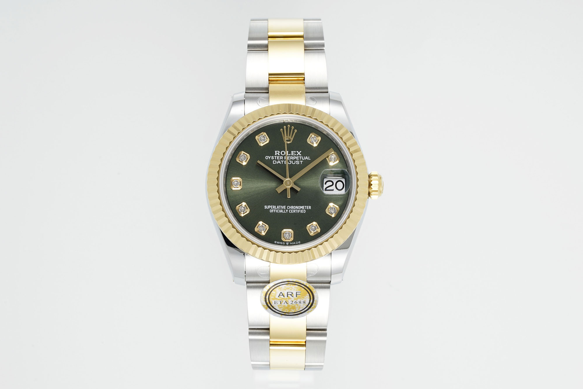 Rolex Datejust Green Diamond - Set Dial Two - Tone Watch, 31mm, ETA 2688 Movement