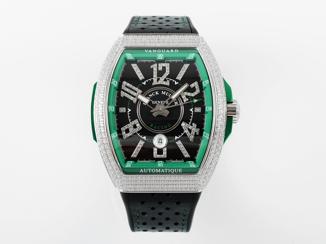 Franck Muller Vanguard Green & Black Dial Diamond - Set Watch, 45mm, Automatic Movement