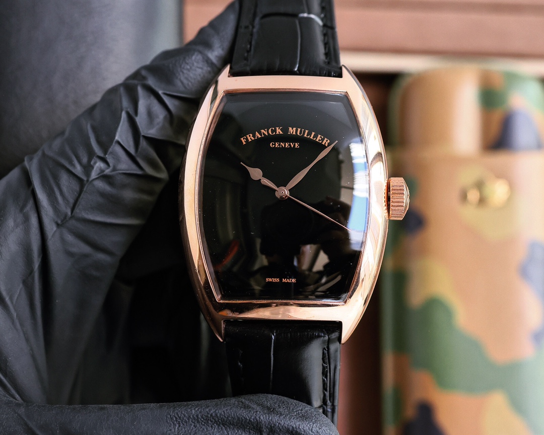 Franck Muller Cintree Curvex Black Dial Rose Gold Watch, 38mm, Automatic Movement