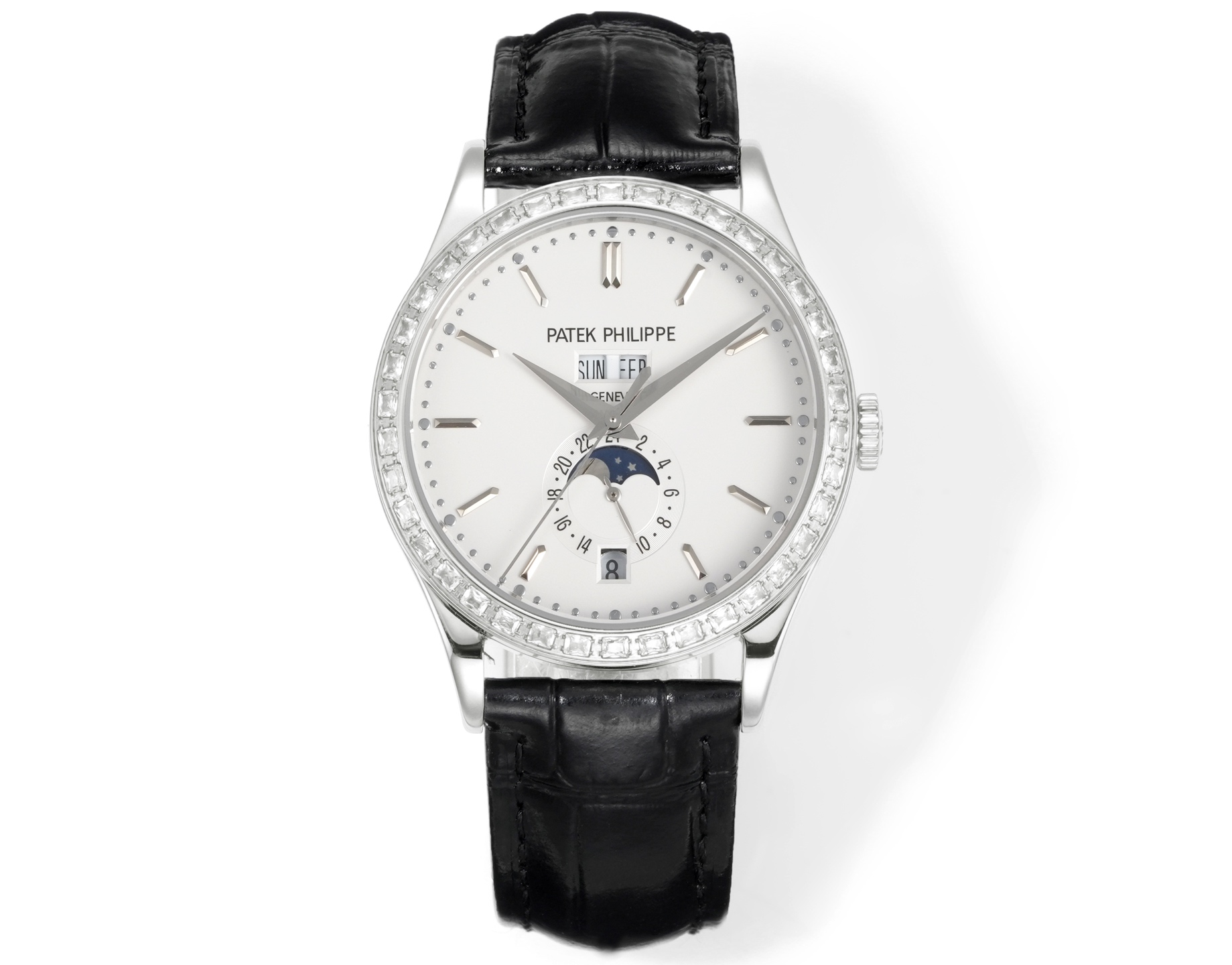 Patek Philippe Complications Perpetual Calendar Moon Phase Diamond - Set White Gold Watch, 40mm, Calibre 324 S QA LU 24 H Movement