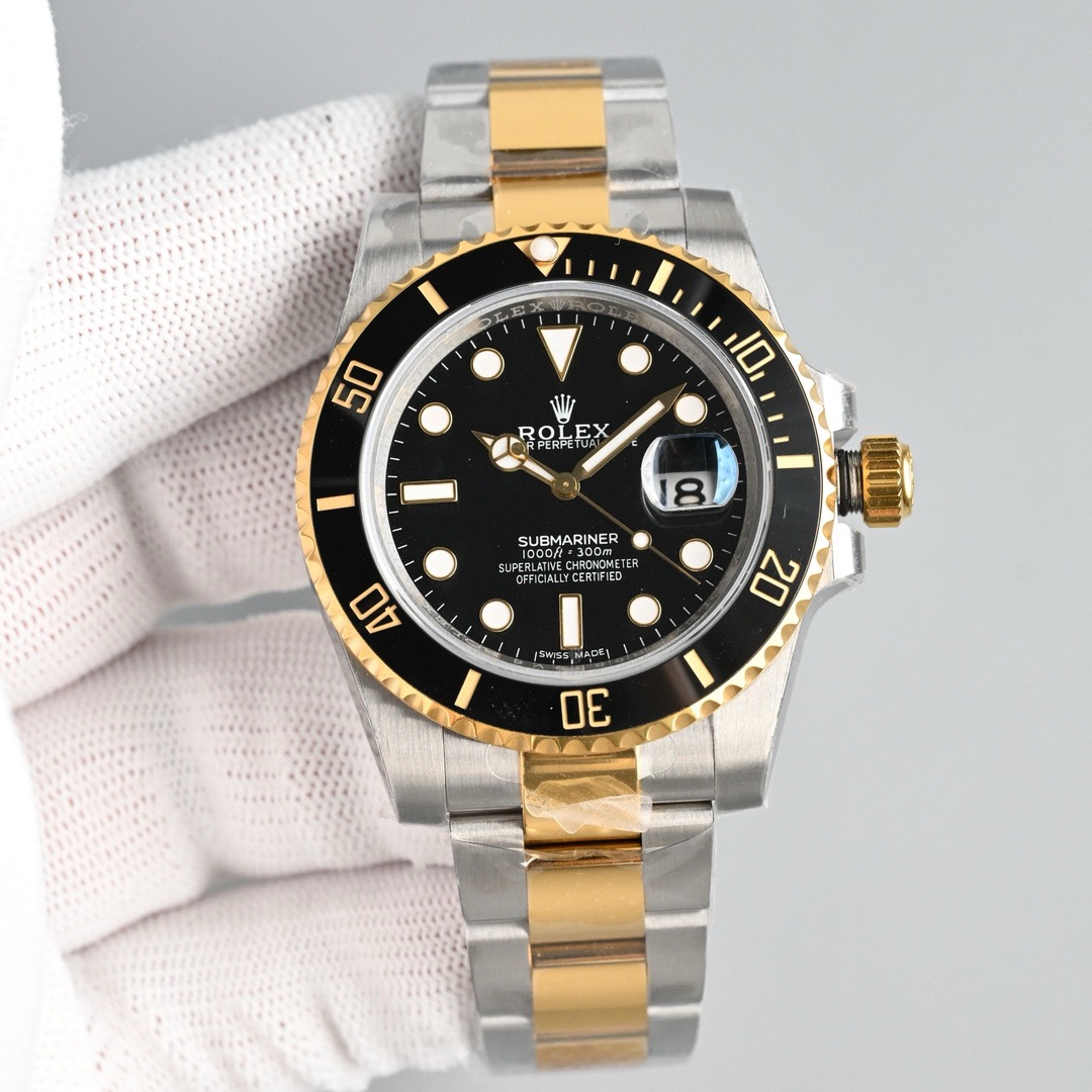 Rolex Submariner Two - Tone Black Bezel Watch, 40mm, Calibre 3235 Movement