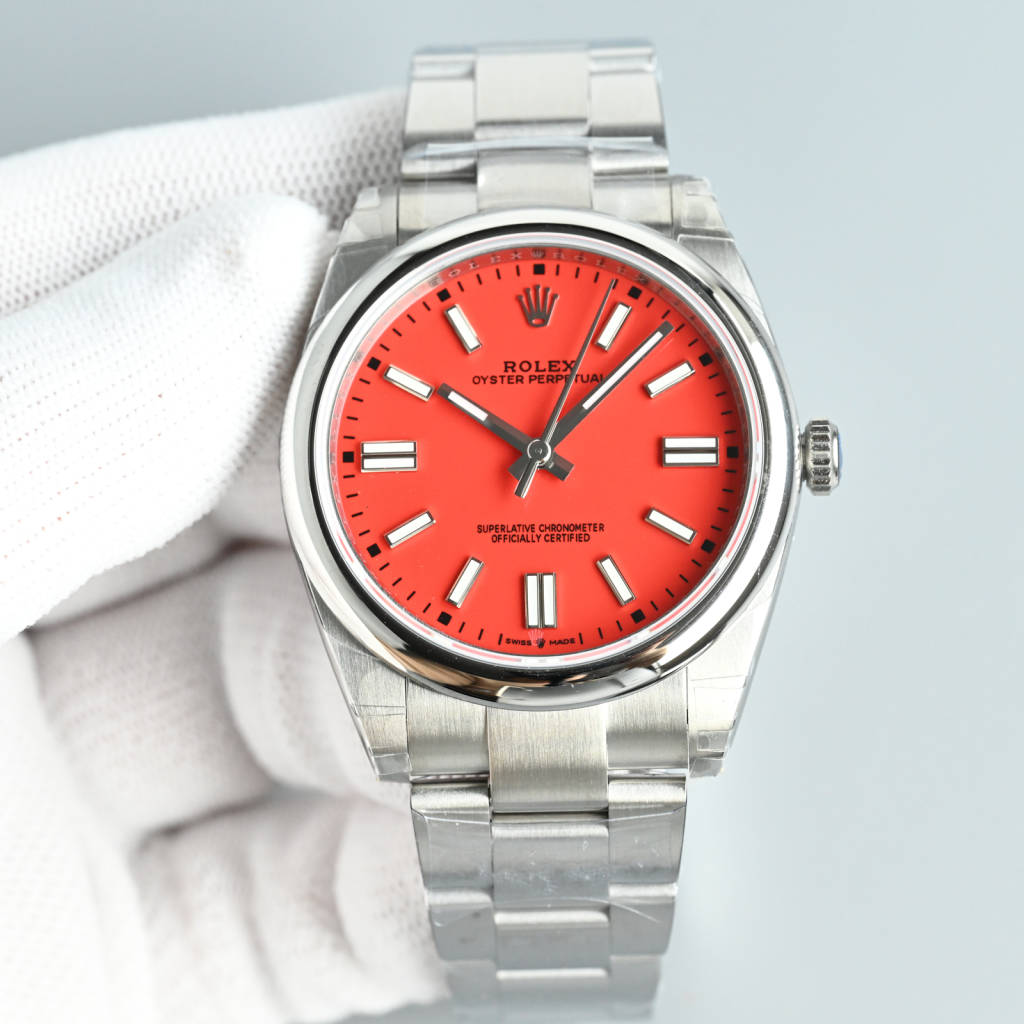 Rolex Oyster Perpetual Red Dial Watch, 41mm, Calibre 3230 Movement