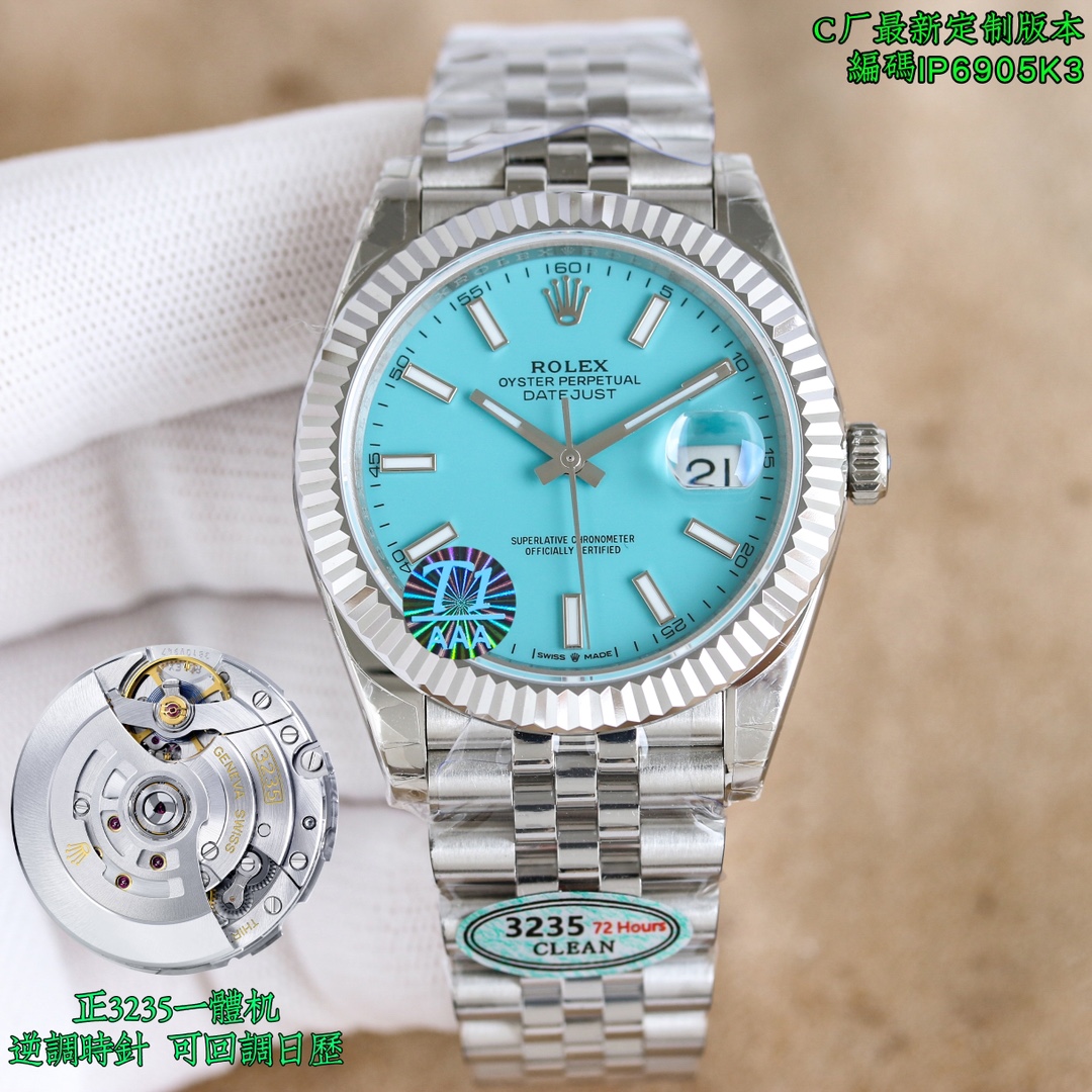 Rolex Datejust Tiffany Blue Dial Stainless Steel Watch, 41mm, 3235 Movement