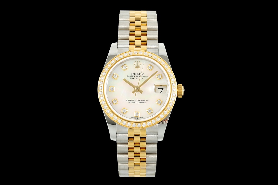 Rolex Datejust Diamond - Set Mother - of - Pearl Dial Two - Tone (Stainless Steel & Yellow Gold) Watch, 31mm, Automatic Movement