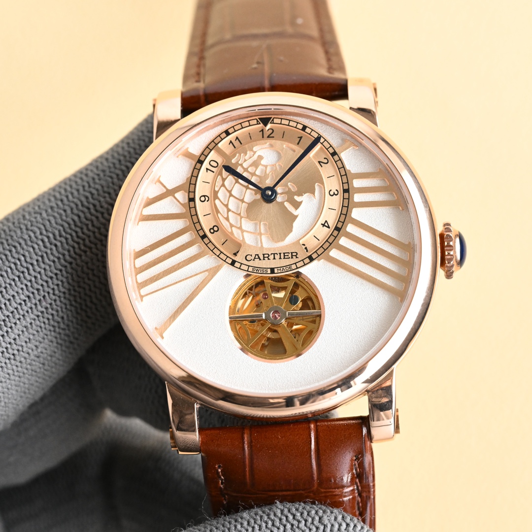 Cartier Tourbillon Champagne Dial Rose Gold Watch, 40mm, Manual Mechanical Movement