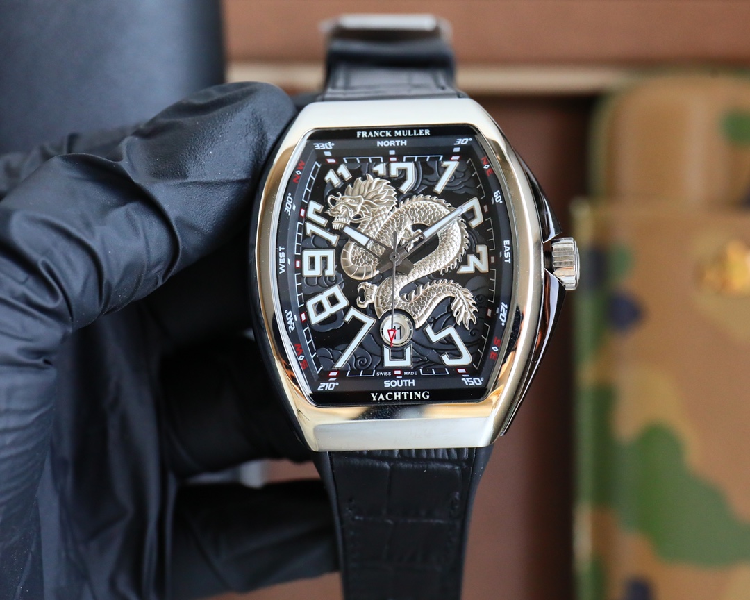Franck Muller Yachting Dragon King Black Dial Stainless Steel Watch, 45mm, Automatic Movement