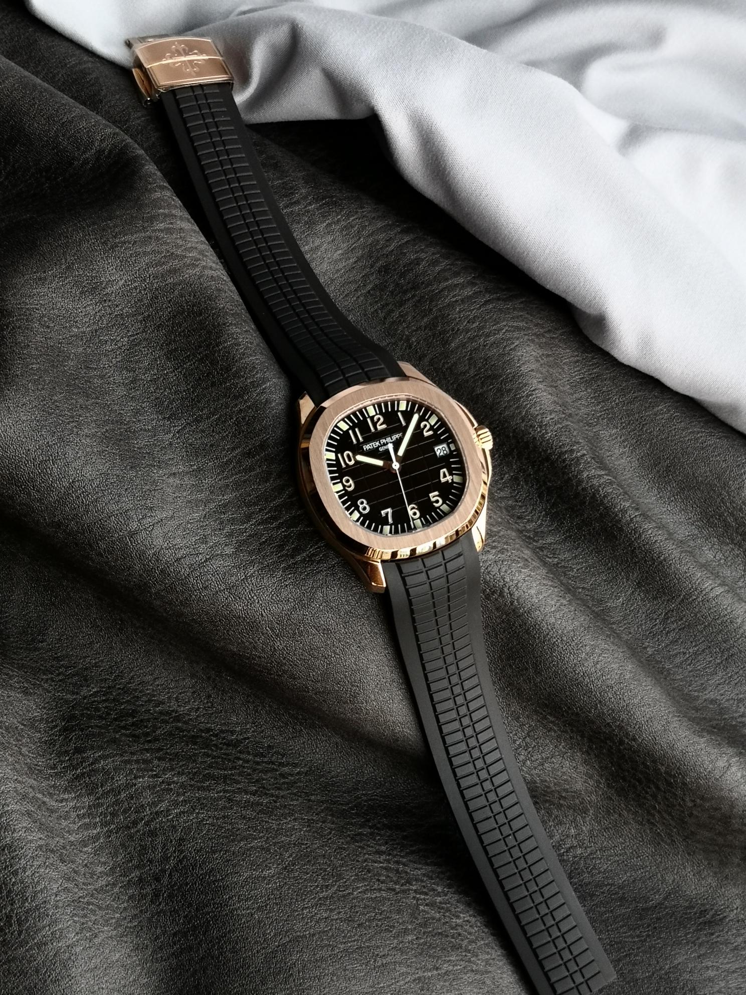 Patek Philippe Aquanaut Black Dial Rose Gold Watch, 40mm, Automatic Movement