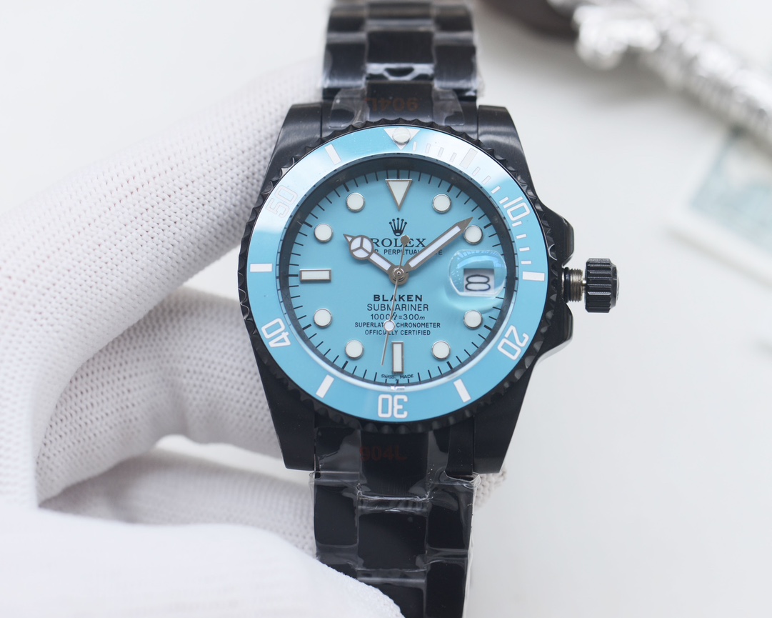 Rolex Submariner Blue Dial Black - Coated Stainless Steel Watch, 40mm, Automatic Movement