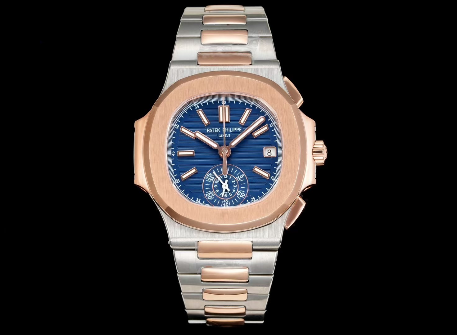 Patek Philippe Nautilus Blue Dial Stainless Steel & Rose Gold Watch, 40mm, Automatic Movement