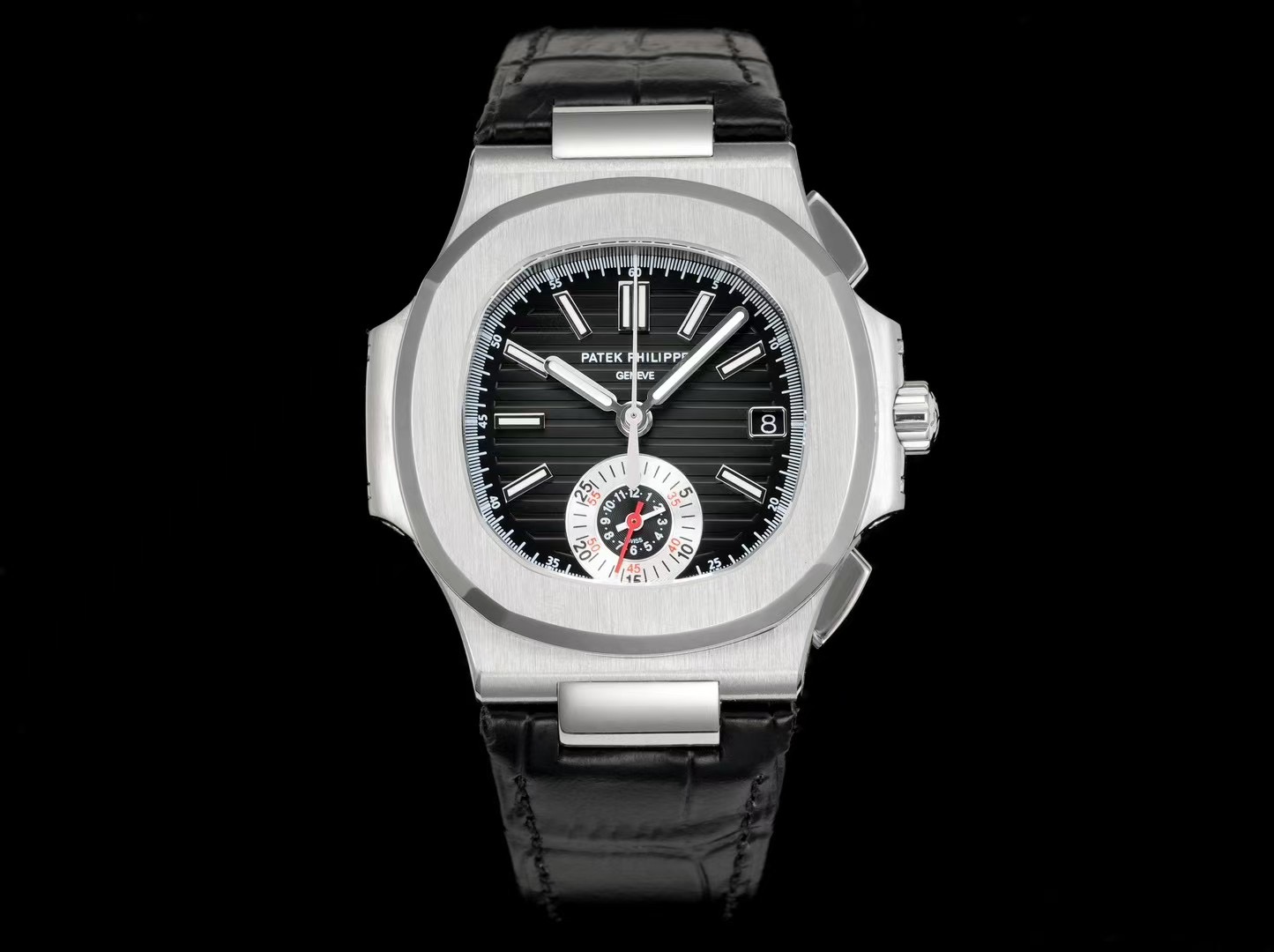 Patek Philippe Nautilus Black Dial Stainless Steel Watch, 40mm, Automatic Movement