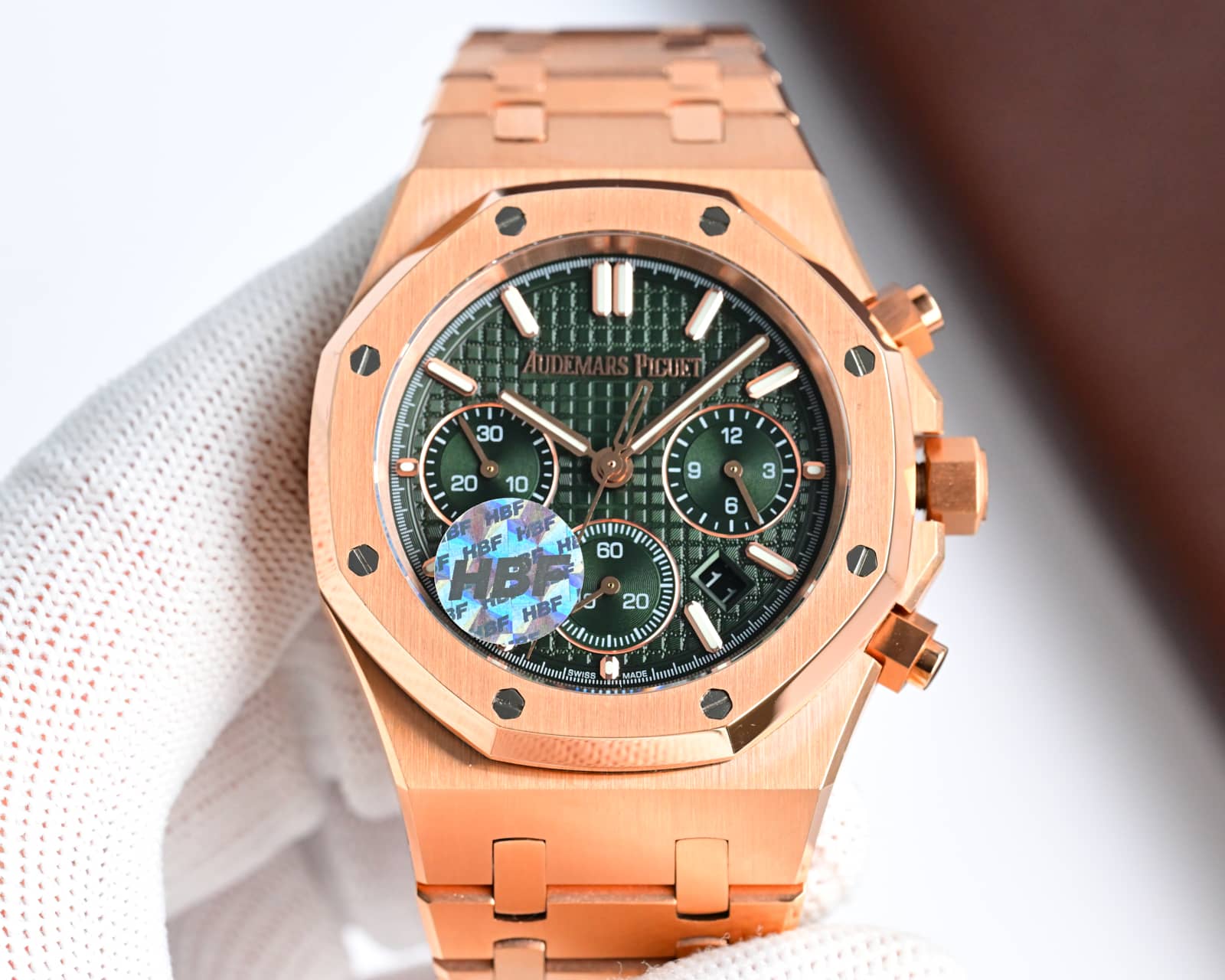 Audemars Piguet Royal Oak Chronograph Green Dial Rose Gold Watch, 41mm, Automatic Movement