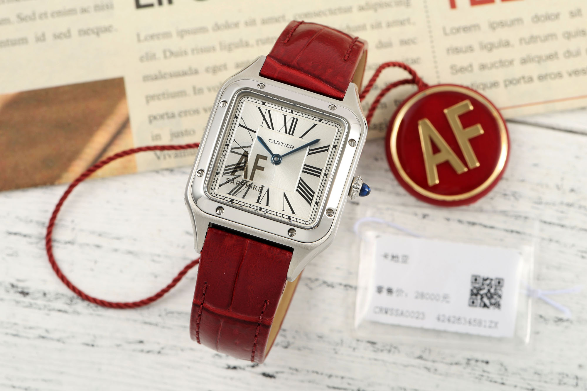 Cartier Santos Silver Dial Stainless Steel Watch, 38mm×27.5mm, Quartz Movement