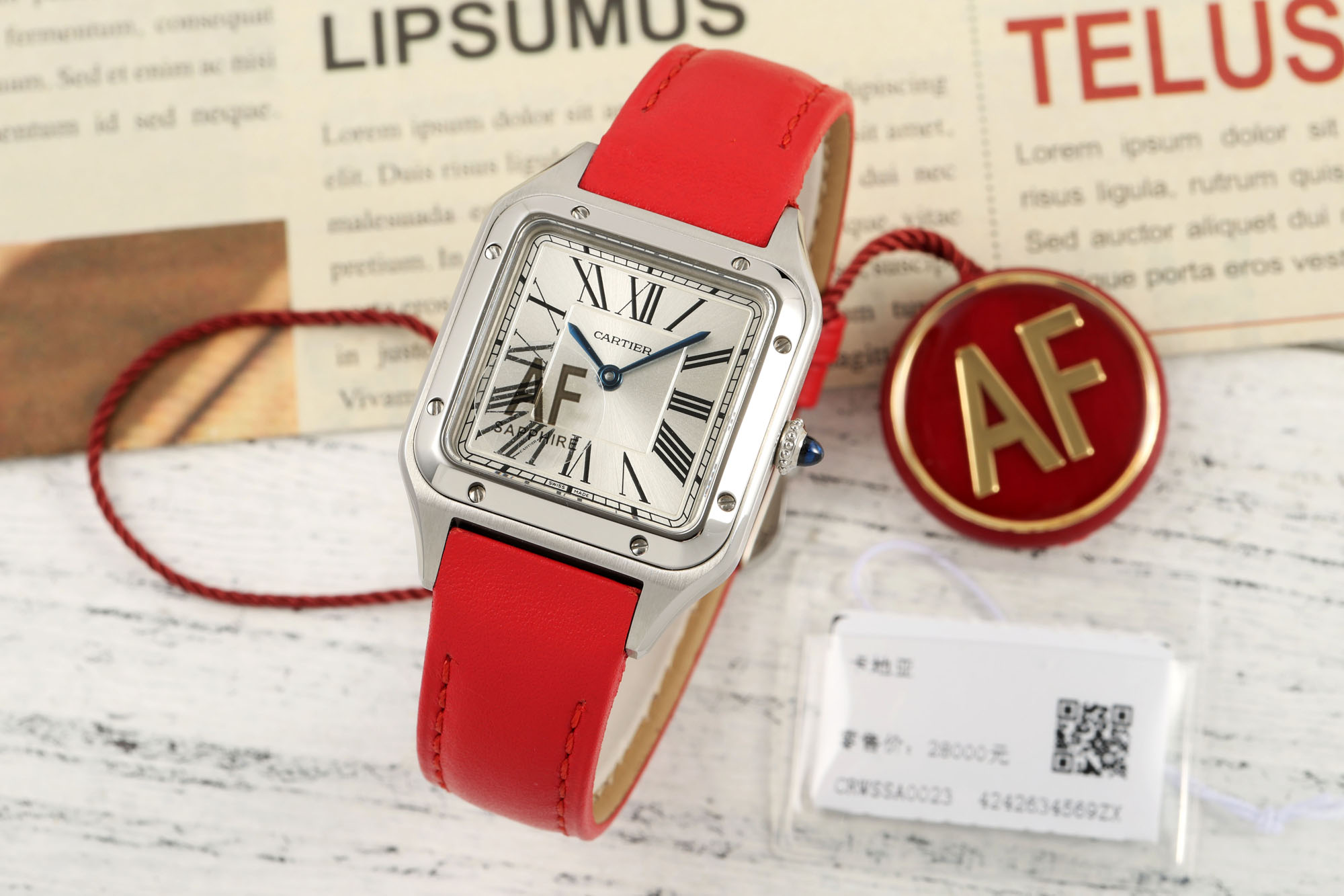 Cartier Santos Silver Dial Stainless Steel Watch, 38mm×27.5mm, Quartz Movement