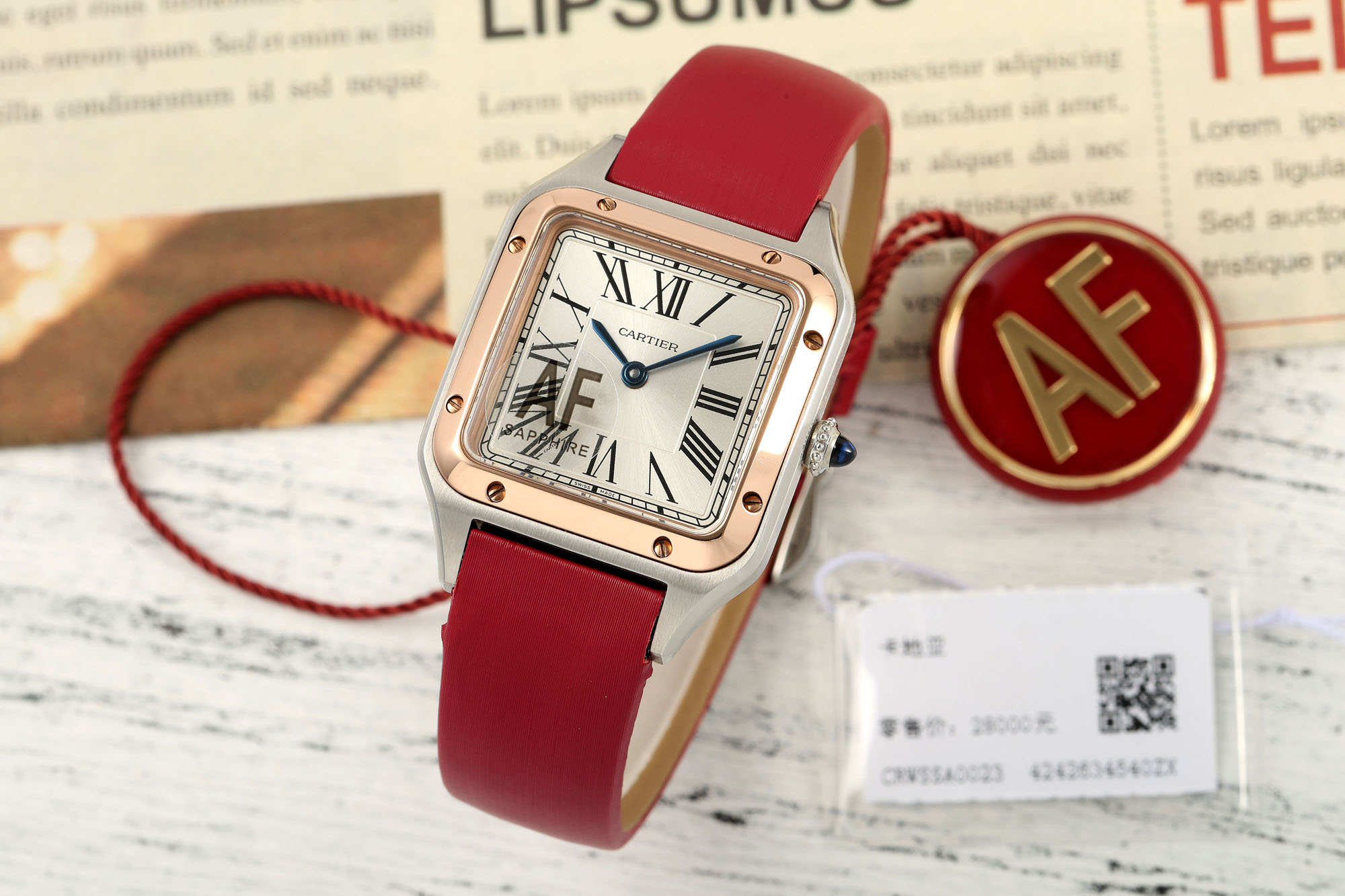 Cartier Santos Silver Dial Two - Tone Watch, 38mm×27.5mm, Quartz Movement