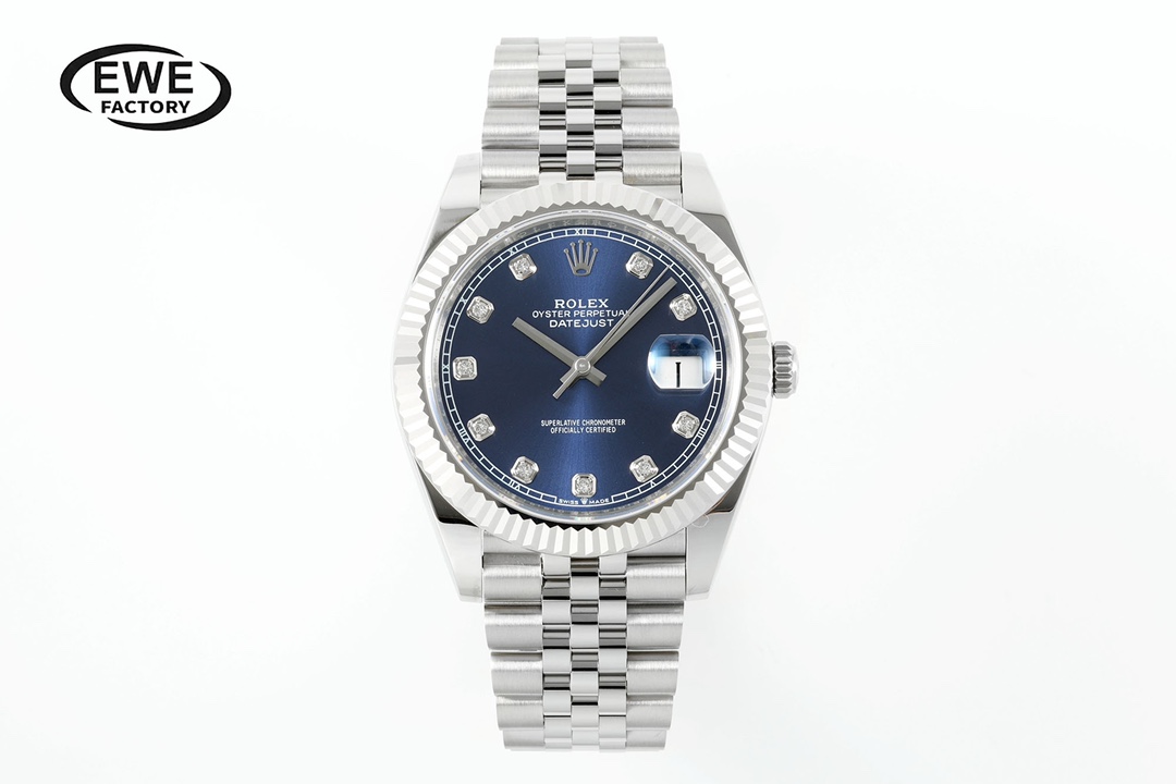 Rolex Datejust Diamond - Set Blue Dial Stainless Steel Watch, 41mm, Automatic Movement
