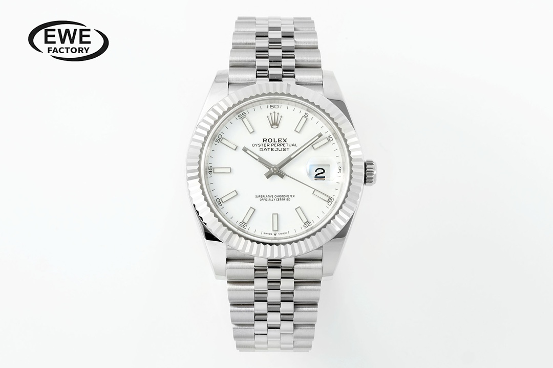 Rolex Datejust White Dial Stainless Steel Watch, 41mm, Automatic Movement